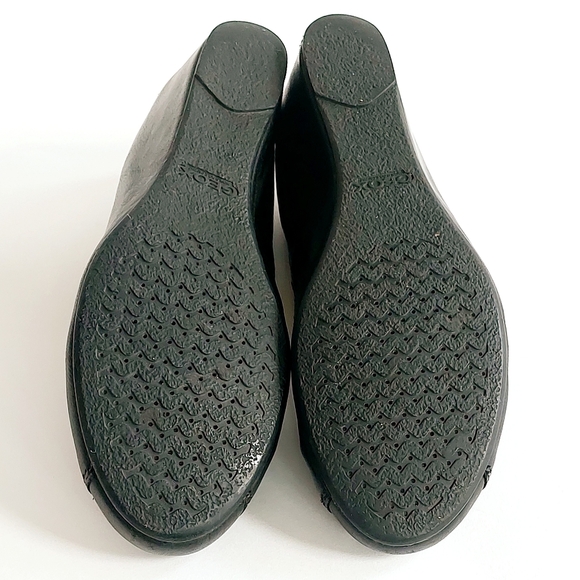 Geox Respira Lace Up Wedge Pumps Black Round Toe - Picture 6 of 7